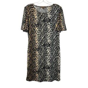 Alexandra + Oak Women’s Short Sleeve Shift Dress Black/Multi Snake Print Small